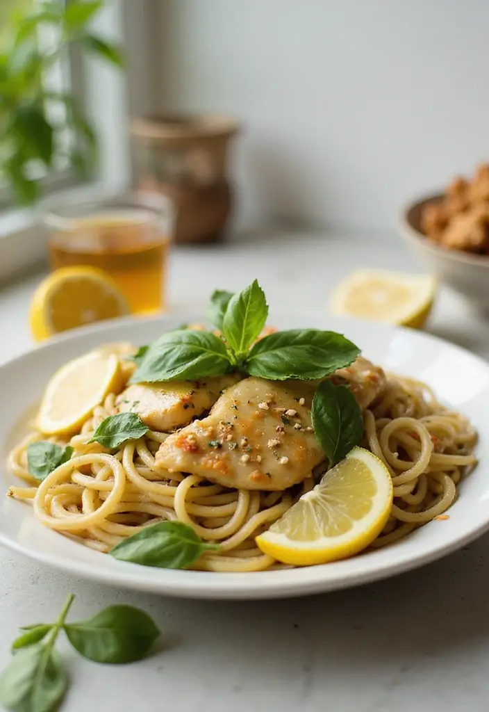 25 Chicken Pasta Recipes for Easy One Pot Quick Dinners 8 25 Chicken Pasta Recipes for Easy One Pot Quick Dinners - 2. Lemon Basil Chicken Pasta
