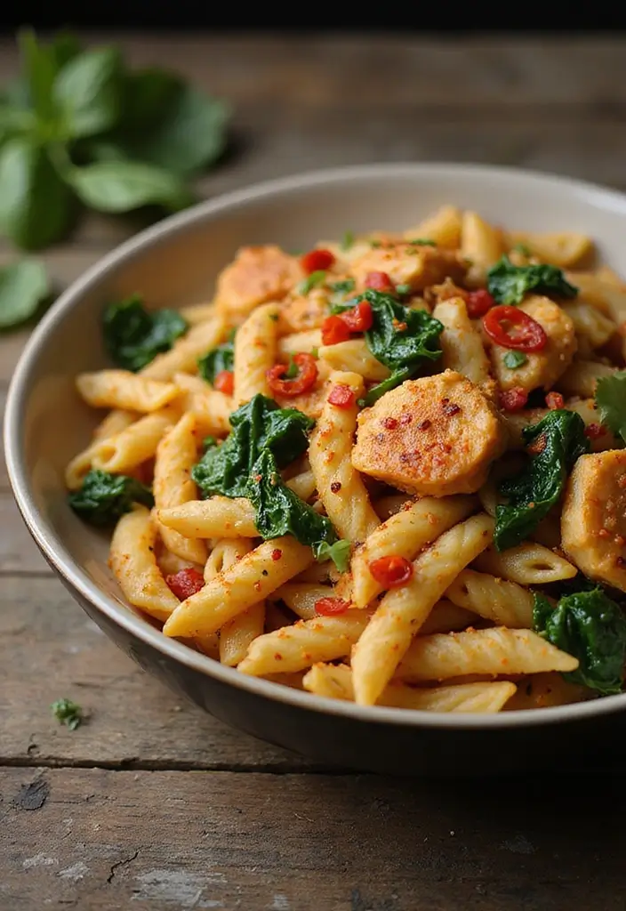 25 Chicken Pasta Recipes for Easy One Pot Quick Dinners 22 25 Chicken Pasta Recipes for Easy One Pot Quick Dinners - 4. Spicy Chicken Pasta with Spinach