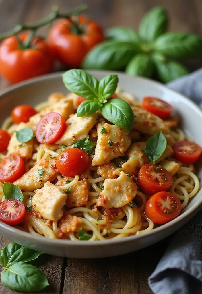 25 Chicken Pasta Recipes for Easy One Pot Quick Dinners 43 25 Chicken Pasta Recipes for Easy One Pot Quick Dinners - 7. Tomato Basil Chicken Pasta