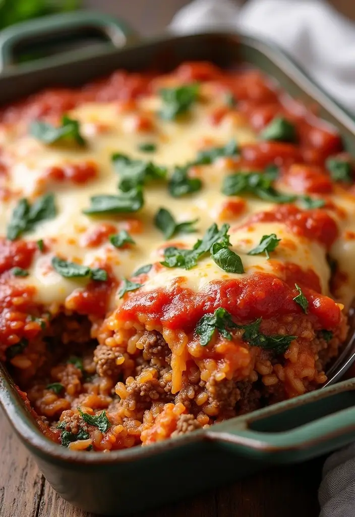 25 Easy Ground Beef and Rice Recipes for Quick Dinner Ideas 96 25 Easy Ground Beef and Rice Recipes for Quick Dinner Ideas - 16. Ground Beef and Rice Bake with Spinach