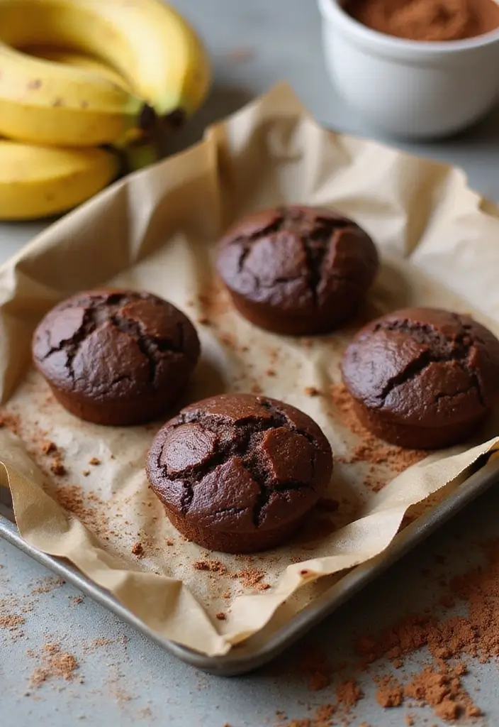 25 Easy No Bake Dessert Recipes with 3 Ingredients for Sweet Cravings 110 25 Easy No Bake Dessert Recipes with 3 Ingredients for Sweet Cravings - 18. Healthy Chocolate Banana Muffins