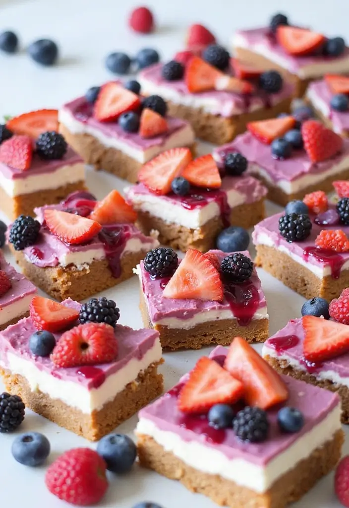25 Easy No Bake Dessert Recipes with 3 Ingredients for Sweet Cravings 131 25 Easy No Bake Dessert Recipes with 3 Ingredients for Sweet Cravings - 23. No Bake Berry Cheesecake Bars