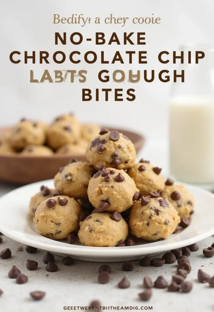 25 Easy No Bake Dessert Recipes with 3 Ingredients for Sweet Cravings 22 25 Easy No Bake Dessert Recipes with 3 Ingredients for Sweet Cravings - 4. No Bake Chocolate Chip Cookie Dough Bites