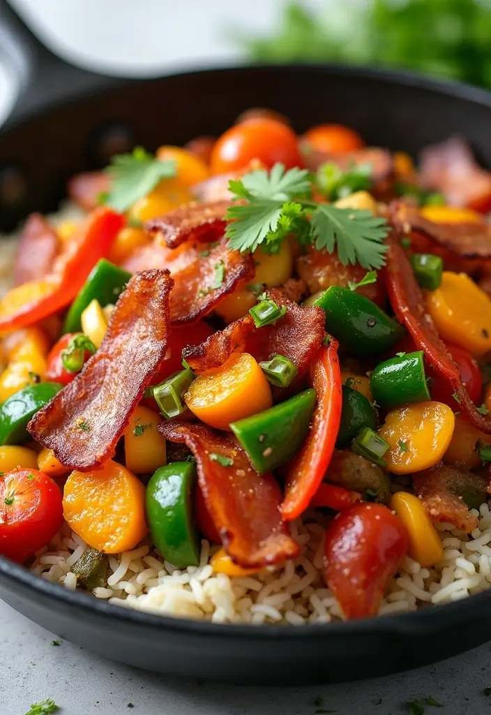 25 Quick and Easy Bacon Dinner Recipes That Everyone Will Love - 13. One-Pan Bacon and Veggie Stir-Fry