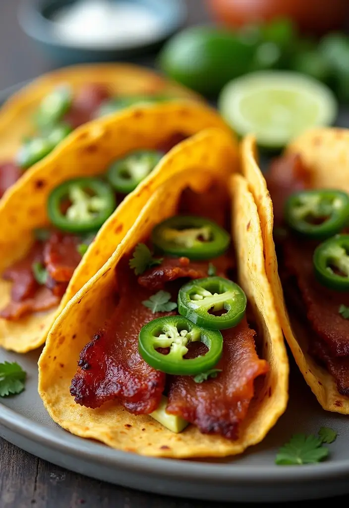 25 Quick and Easy Bacon Dinner Recipes That Everyone Will Love - 15. Spicy Bacon Tacos