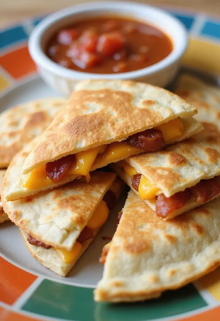 25 Quick and Easy Bacon Dinner Recipes That Everyone Will Love - 20. Bacon and Cheese Quesadillas