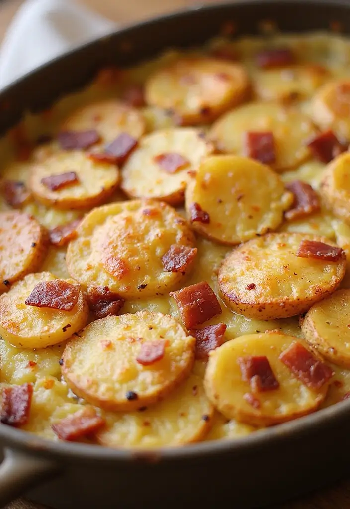 25 Quick and Easy Bacon Dinner Recipes That Everyone Will Love - 23. Bacon and Potato Gratin