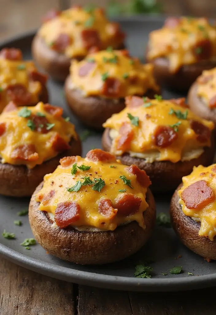 25 Quick and Easy Bacon Dinner Recipes That Everyone Will Love - 25. Bacon and Cheese Stuffed Mushrooms