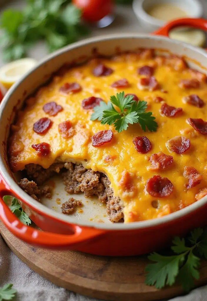 25 Quick and Easy Bacon Dinner Recipes That Everyone Will Love - 3. Bacon Cheeseburger Casserole