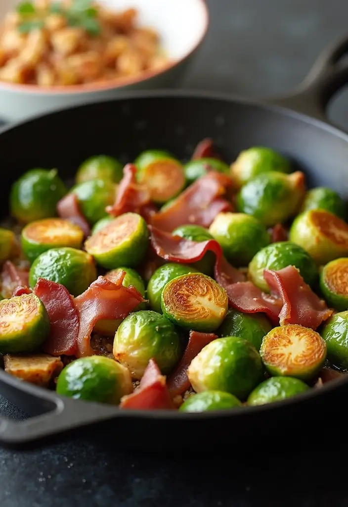 25 Quick and Easy Bacon Dinner Recipes That Everyone Will Love - 4. Bacon and Brussels Sprouts Skillet