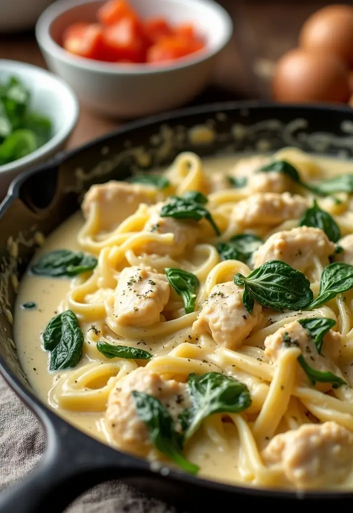 25 Quick and Easy Dinner Recipes for Busy Moms and Families Who Need Simple Meals 49 25 Quick and Easy Dinner Recipes for Busy Moms and Families Who Need Simple Meals - 9. One-Pan Chicken Alfredo