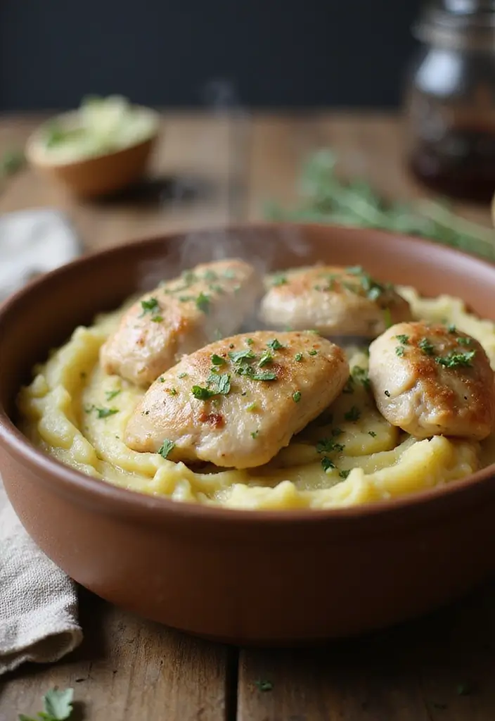 25 Quick and Easy Dinner Recipes with Creamy Mashed Potatoes 8 25 Quick and Easy Dinner Recipes with Creamy Mashed Potatoes - 2. One-Pot Chicken and Mashed Potatoes