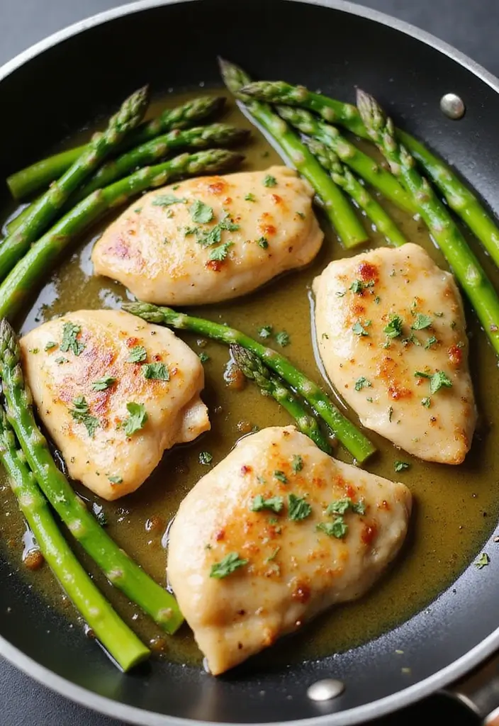 25 Quick and Easy Family Chicken Dinner Recipes for Every Night 108 25 Quick and Easy Family Chicken Dinner Recipes for Every Night - 18. Garlic Butter Chicken and Asparagus