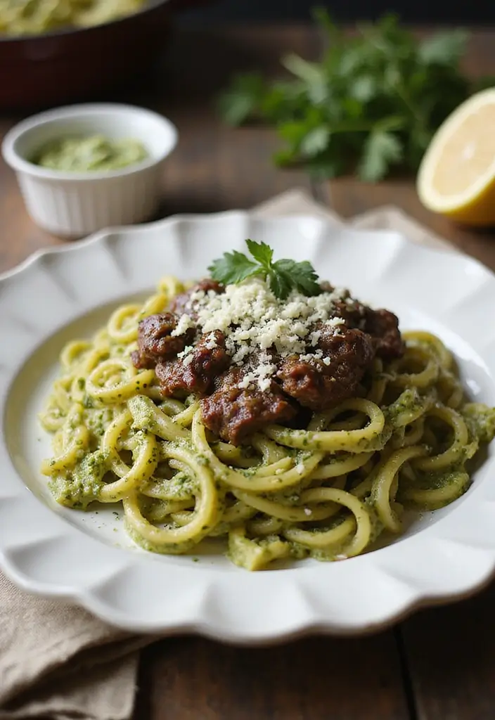 25 Quick and Easy Ground Beef Dinner Recipes for Every Family Meal 120 25 Quick and Easy Ground Beef Dinner Recipes for Every Family Meal - 20. Beef Pesto Pasta