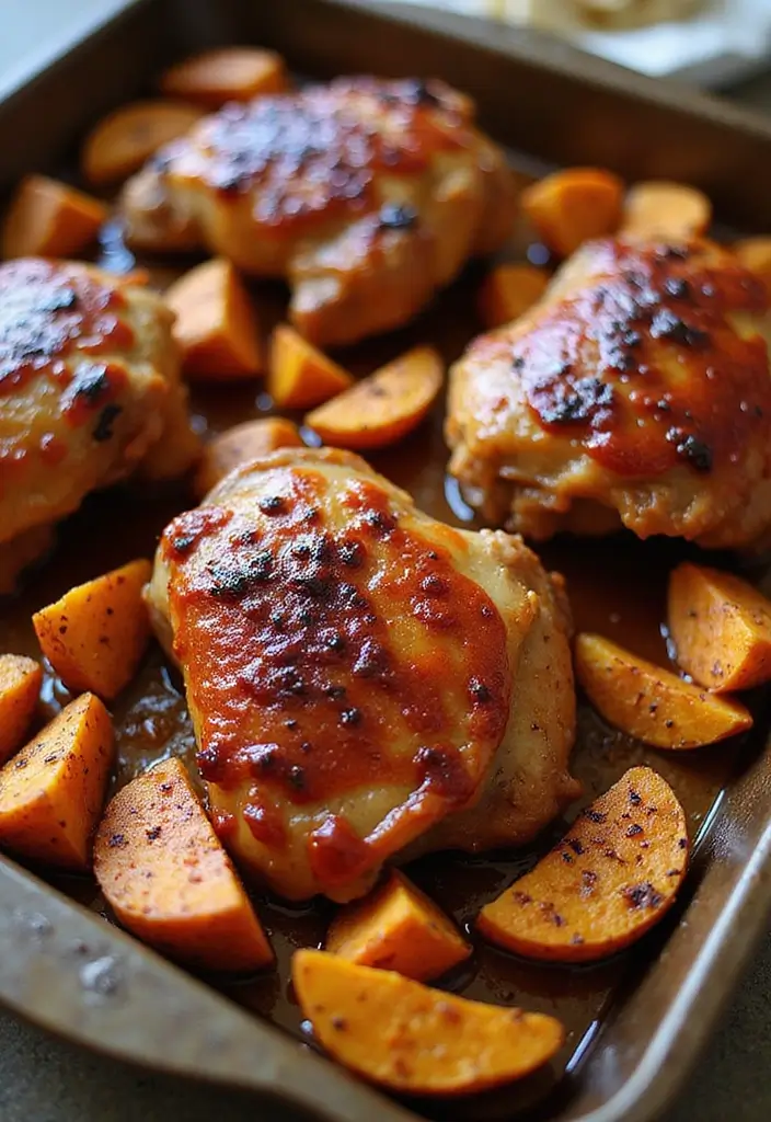 25 Quick and Easy Healthy Chicken Dinner Recipes That Everyone Loves 27 25 Quick and Easy Healthy Chicken Dinner Recipes That Everyone Loves - 5. One-Pan BBQ Chicken and Sweet Potatoes