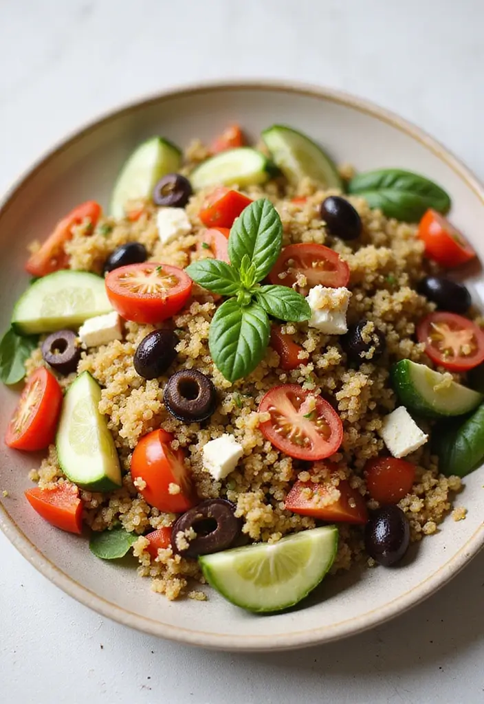 25 Quick and Easy Meatless Dinner Recipes for Simple Evenings 90 25 Quick and Easy Meatless Dinner Recipes for Simple Evenings - 16. Greek Salad with Quinoa