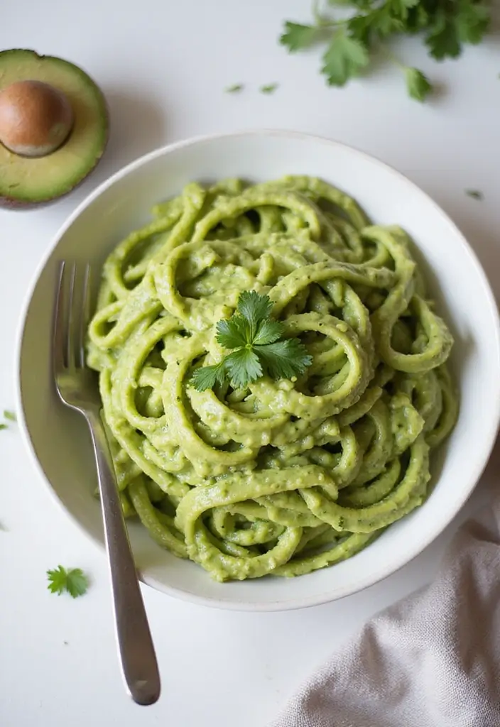 25 Quick and Easy Meatless Dinner Recipes for Simple Evenings 142 25 Quick and Easy Meatless Dinner Recipes for Simple Evenings - 24. Creamy Avocado Pasta