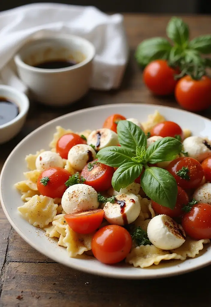25 Quick and Easy Meatless Dinner Recipes for Simple Evenings 15 25 Quick and Easy Meatless Dinner Recipes for Simple Evenings - 3. Caprese Pasta Salad
