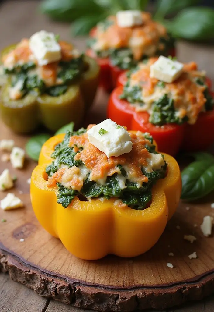 25 Quick and Easy Meatless Dinner Recipes for Simple Evenings 32 25 Quick and Easy Meatless Dinner Recipes for Simple Evenings - 6. Spinach and Feta Stuffed Peppers