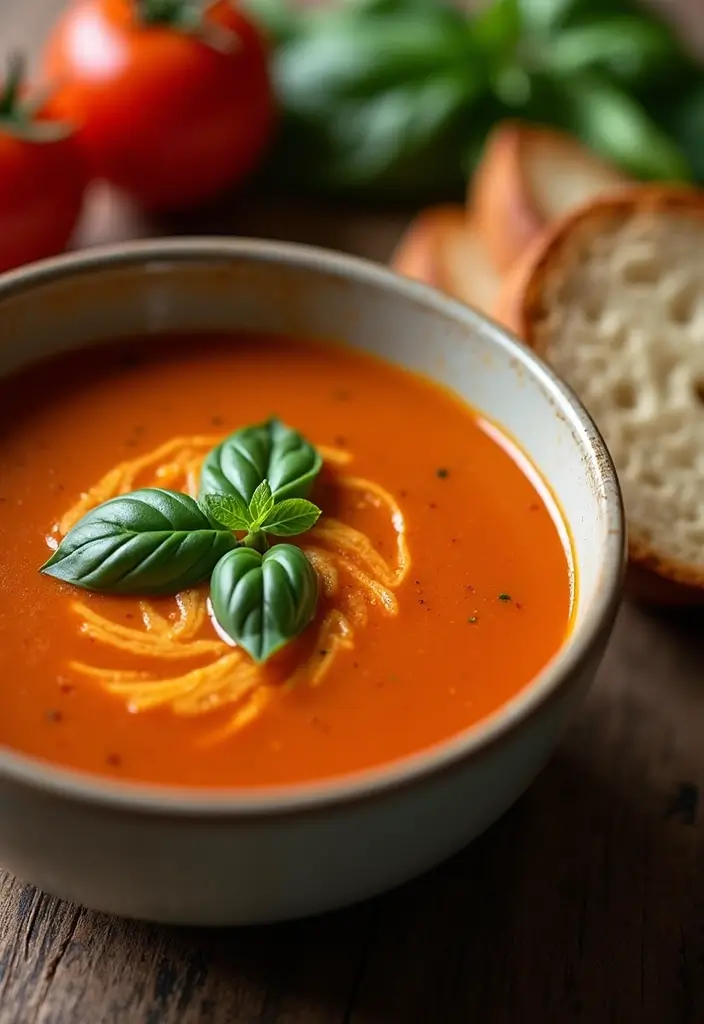 25 Quick and Easy Meatless Dinner Recipes for Simple Evenings 51 25 Quick and Easy Meatless Dinner Recipes for Simple Evenings - 9. Creamy Tomato Basil Soup