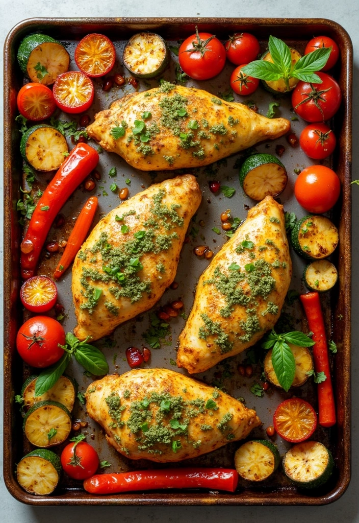25 Quick and Easy No Pasta Dinner Recipes That Are Still Comforting 117 25 Quick and Easy No Pasta Dinner Recipes That Are Still Comforting - 19. Pesto Chicken with Roasted Vegetables