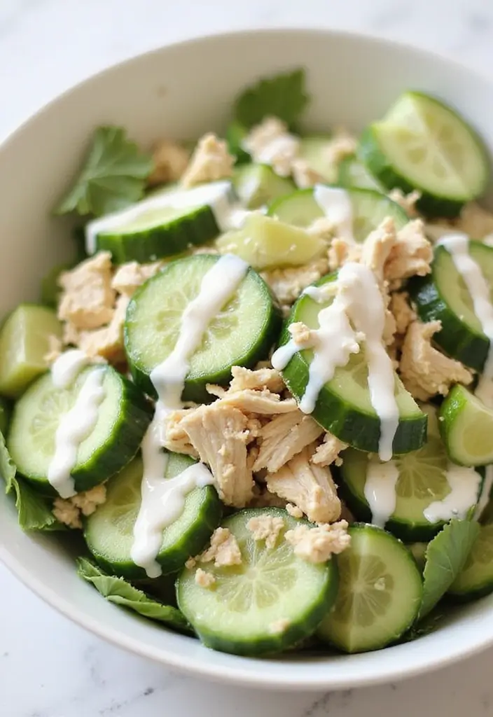 25 Summer Chicken Salad Recipes for Quick and Easy Dinners 105 25 Summer Chicken Salad Recipes for Quick and Easy Dinners - 17. Cucumber and Chicken Salad