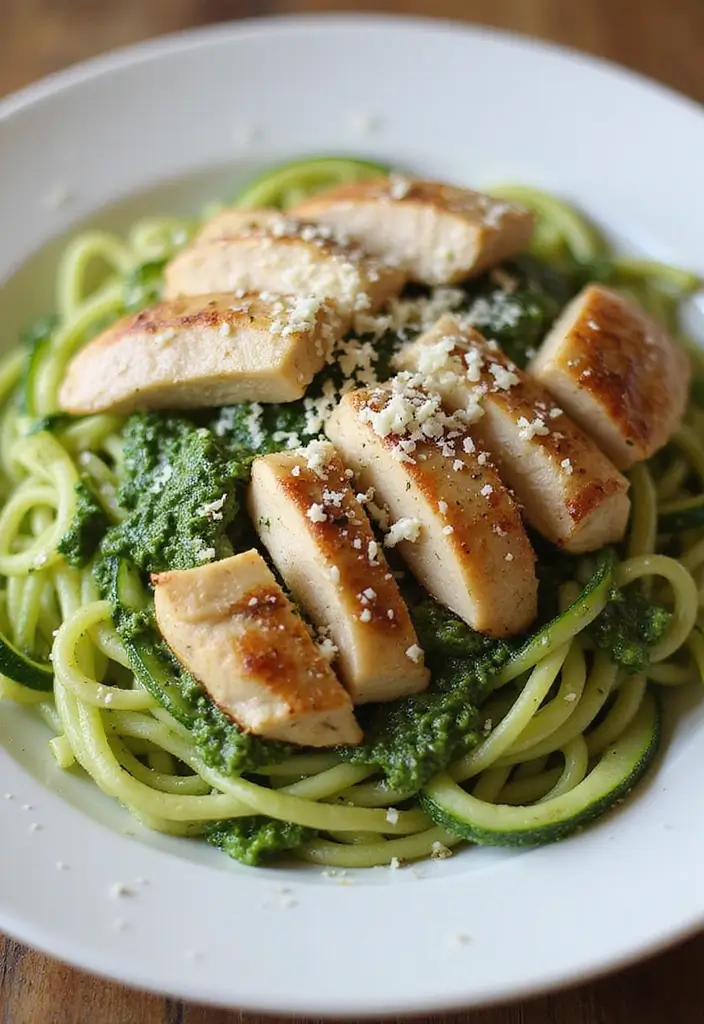 27 Quick and Easy Healthy Dinner Recipes for Clean Eating and Low Carb Lifestyles 1 27 Quick and Easy Healthy Dinner Recipes for Clean Eating and Low Carb Lifestyles - 1. Zucchini Noodles with Pesto Chicken
