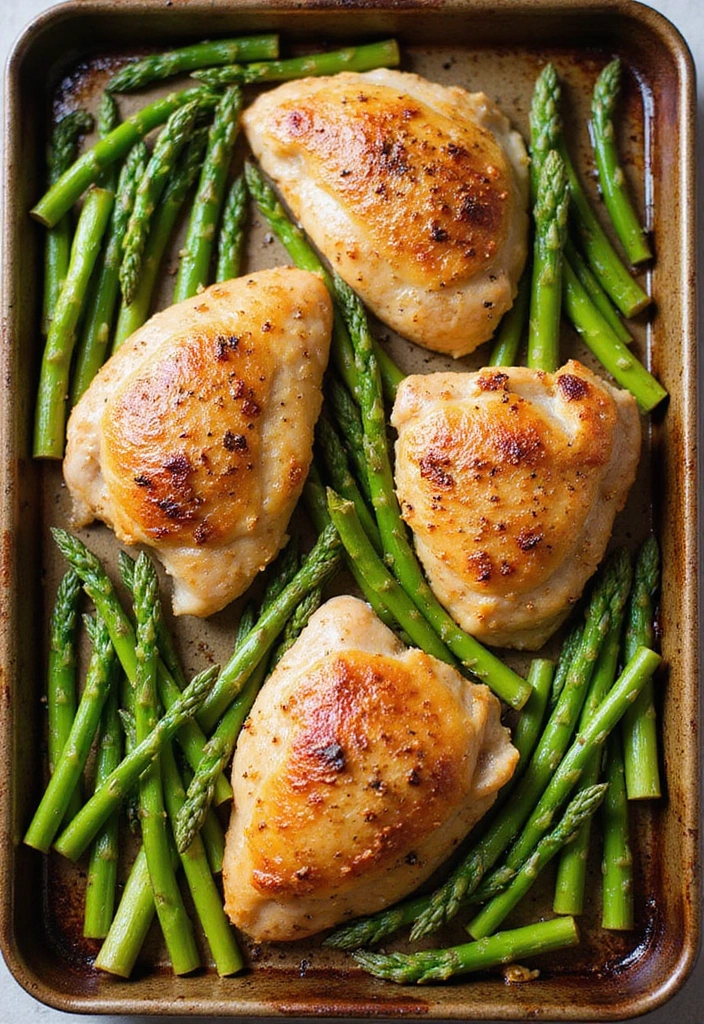 27 Quick and Easy Healthy Dinner Recipes for Clean Eating and Low Carb Lifestyles 20 27 Quick and Easy Healthy Dinner Recipes for Clean Eating and Low Carb Lifestyles - 4. One-Pan Chicken and Asparagus