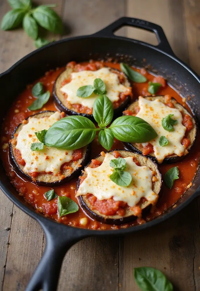 27 Quick and Easy Healthy Dinner Recipes for Clean Eating and Low Carb Lifestyles 35 27 Quick and Easy Healthy Dinner Recipes for Clean Eating and Low Carb Lifestyles - 7. Eggplant Parmesan Skillet