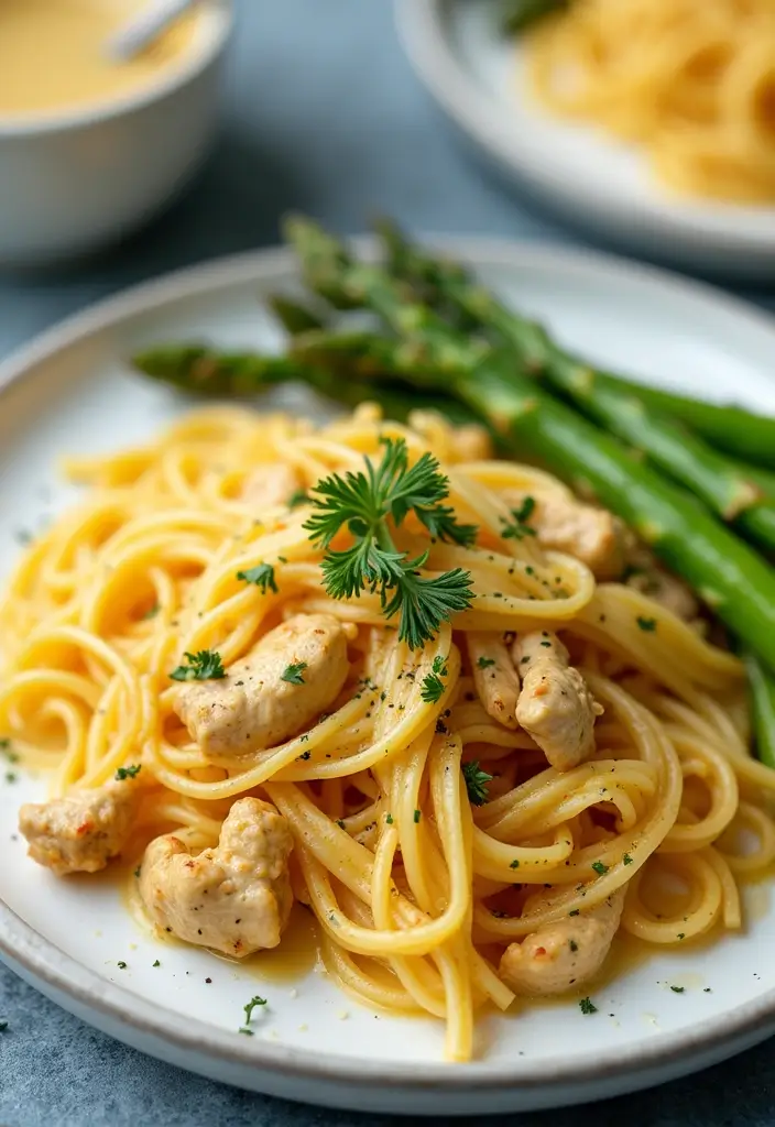 30 Chicken Pasta Garlic Butter Recipes for Easy Quick Dinners at Home 88 30 Chicken Pasta Garlic Butter Recipes for Easy Quick Dinners at Home - 14. Garlic Butter Chicken Pasta with Asparagus