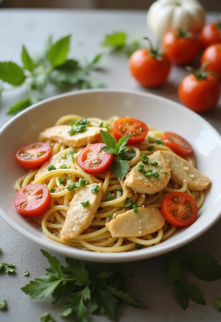 30 Chicken Pasta Garlic Butter Recipes for Easy Quick Dinners at Home 100 30 Chicken Pasta Garlic Butter Recipes for Easy Quick Dinners at Home - 16. Garlic Butter Chicken Pasta with Cherry Tomatoes