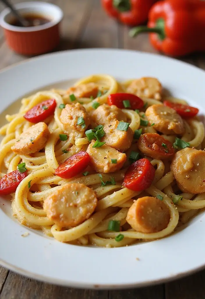 30 Chicken Pasta Garlic Butter Recipes for Easy Quick Dinners at Home 147 30 Chicken Pasta Garlic Butter Recipes for Easy Quick Dinners at Home - 23. Garlic Butter Chicken Pasta with Roasted Red Peppers