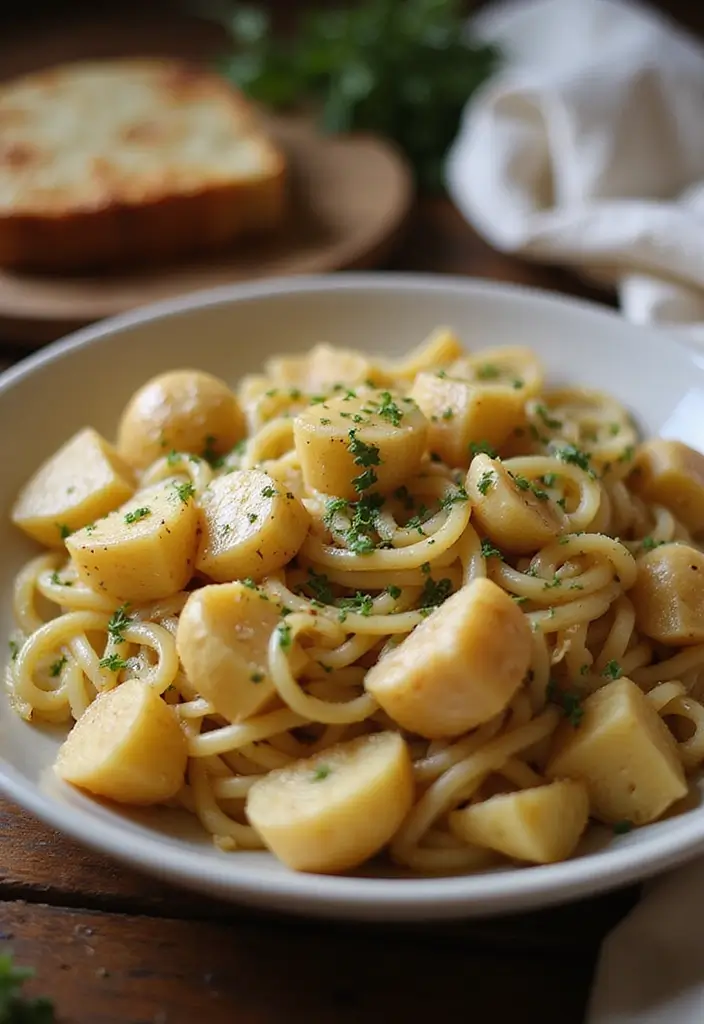 30 Chicken Pasta Garlic Butter Recipes for Easy Quick Dinners at Home 175 30 Chicken Pasta Garlic Butter Recipes for Easy Quick Dinners at Home - 27. Garlic Butter Chicken Pasta with Potato