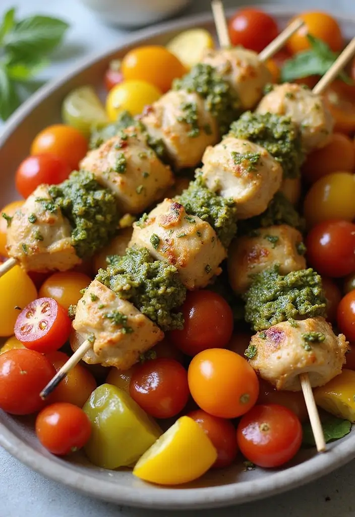30+ Easy Quick Dinner Ideas with Only 5 Ingredients and Simple Soups 110 30+ Easy Quick Dinner Ideas with Only 5 Ingredients and Simple Soups - 18. Pesto Chicken Skewers