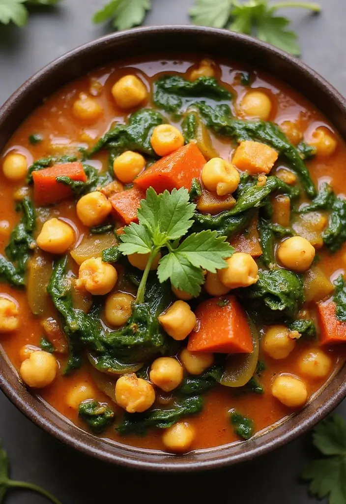 30+ Easy Quick Dinner Ideas with Only 5 Ingredients and Simple Soups 120 30+ Easy Quick Dinner Ideas with Only 5 Ingredients and Simple Soups - 20. Spicy Chickpea and Spinach Stew