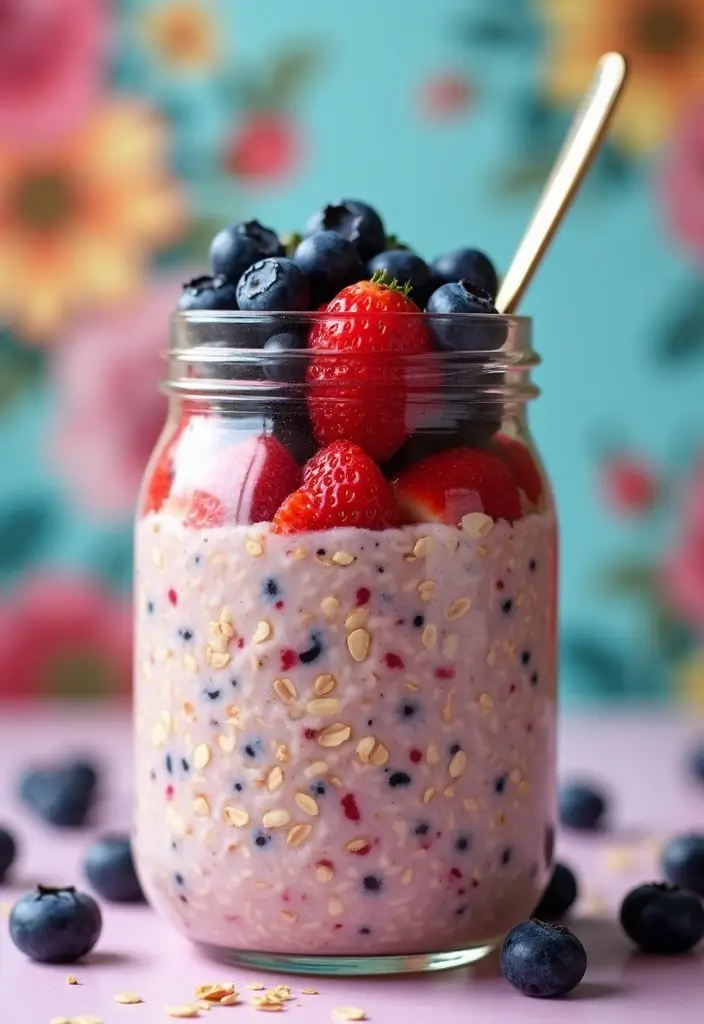 30 Easy and Healthy Breakfast Oat Recipes for Busy Mornings 15 30 Easy and Healthy Breakfast Oat Recipes for Busy Mornings - 3. Berry Chia Overnight Oats