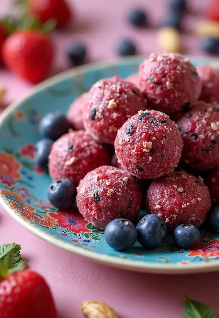 30 Healthy No Bake Snack Recipes for Quick and Easy Energy Bites 42 30 Healthy No Bake Snack Recipes for Quick and Easy Energy Bites - 8. Berry Bliss Energy Bites