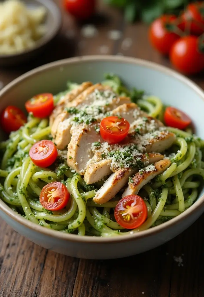 30 High Protein Quick and Healthy Dinner Recipes That Keep You Full 96 30 High Protein Quick and Healthy Dinner Recipes That Keep You Full - 16. Pesto Pasta with Chicken