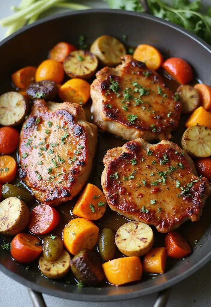 30 One-Pan Pork Chop Dinner Recipes for Quick and Easy Family Meals 1 30 One-Pan Pork Chop Dinner Recipes for Quick and Easy Family Meals - 1. One-Pan Honey Garlic Pork Chops
