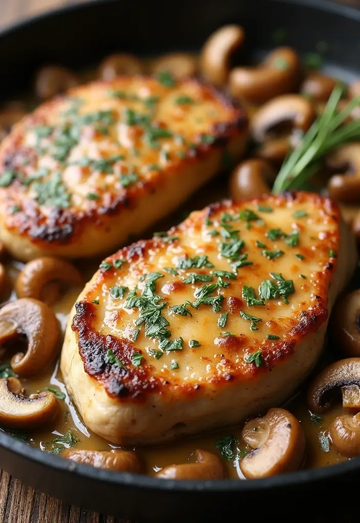 30 One-Pan Pork Chop Dinner Recipes for Quick and Easy Family Meals 6 30 One-Pan Pork Chop Dinner Recipes for Quick and Easy Family Meals - 2. Creamy Mushroom Pork Chop Skillet