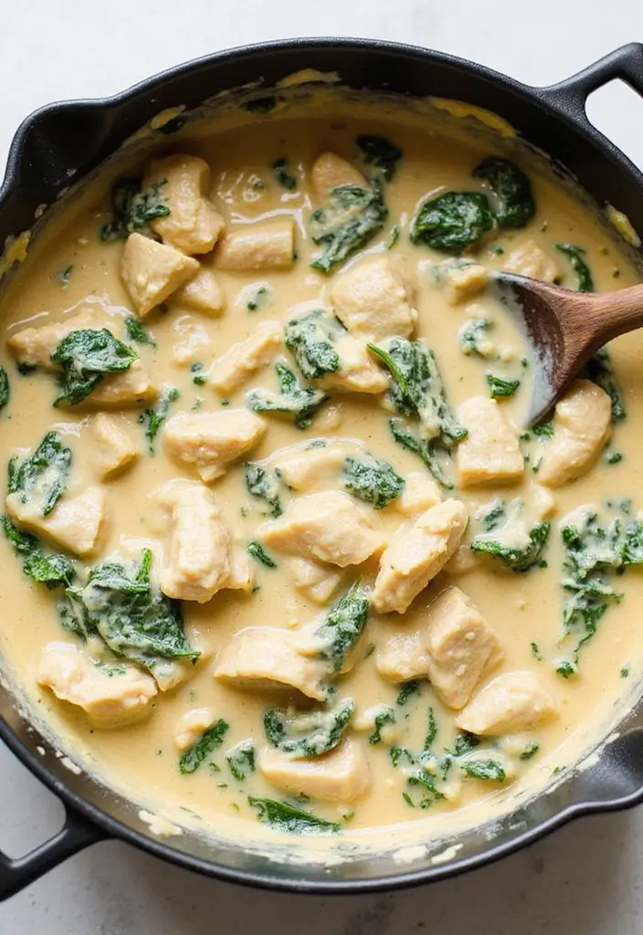 30 One Pot Quick and Easy Dinner Recipes to Simplify Cooking 168 30 One Pot Quick and Easy Dinner Recipes to Simplify Cooking - 28. One Pot Chicken Alfredo with Spinach