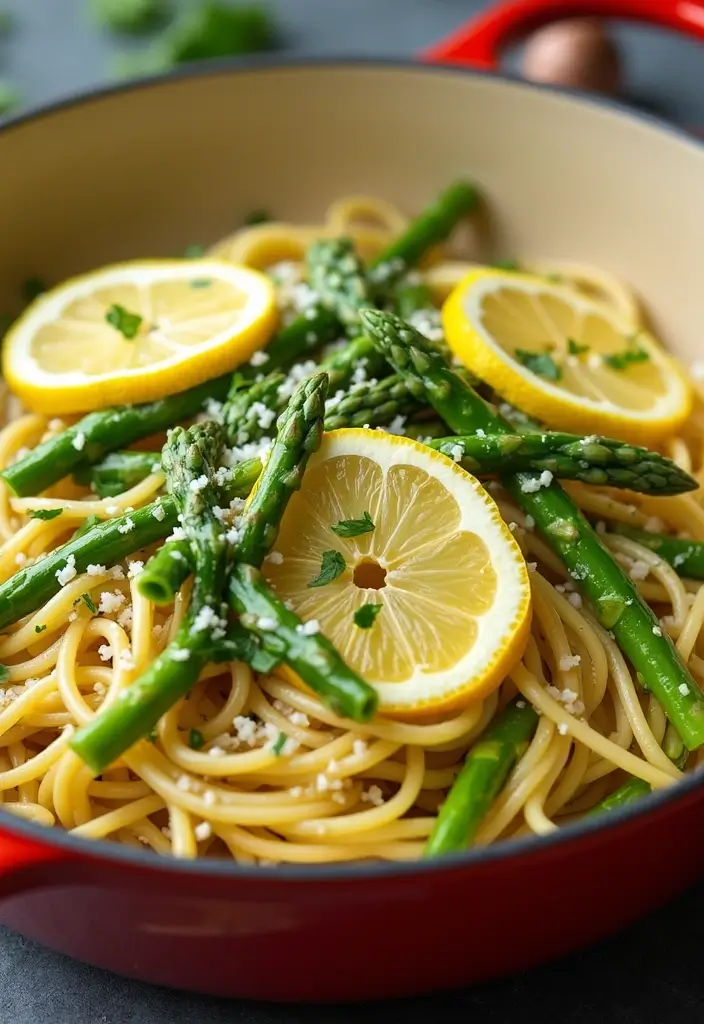 30 One Pot Quick and Easy Dinner Recipes to Simplify Cooking 175 30 One Pot Quick and Easy Dinner Recipes to Simplify Cooking - 29. One Pot Garlic Lemon Pasta with Asparagus