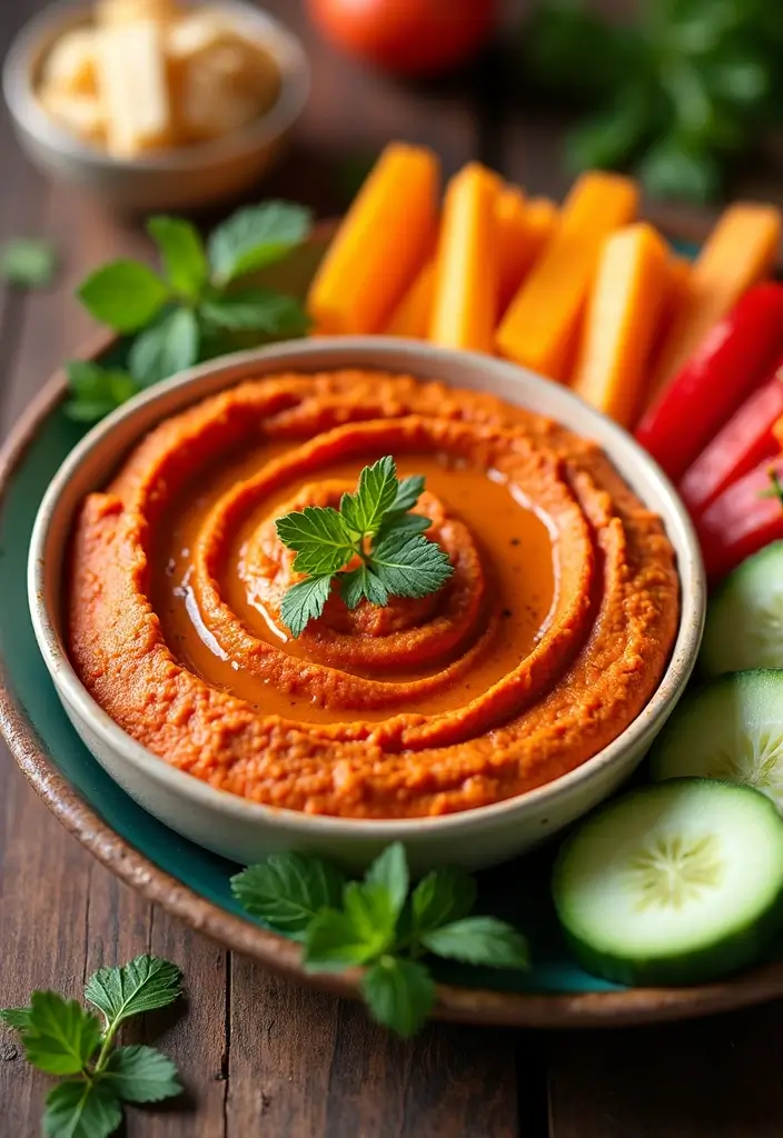 30 Quick and Easy Dinner Recipes for Diabetics That Are Full of Flavor 174 30 Quick and Easy Dinner Recipes for Diabetics That Are Full of Flavor - 28. Roasted Red Pepper Hummus with Veggies