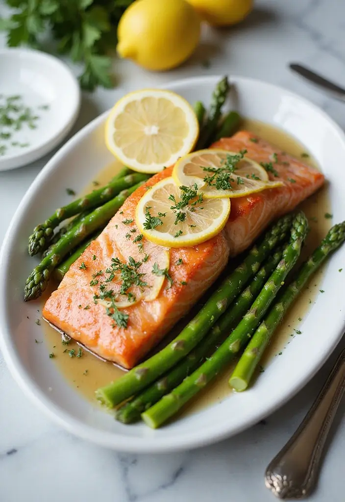 30 Quick and Easy Dinner Recipes for Diabetics That Are Full of Flavor 11 30 Quick and Easy Dinner Recipes for Diabetics That Are Full of Flavor - 3. Baked Salmon with Asparagus