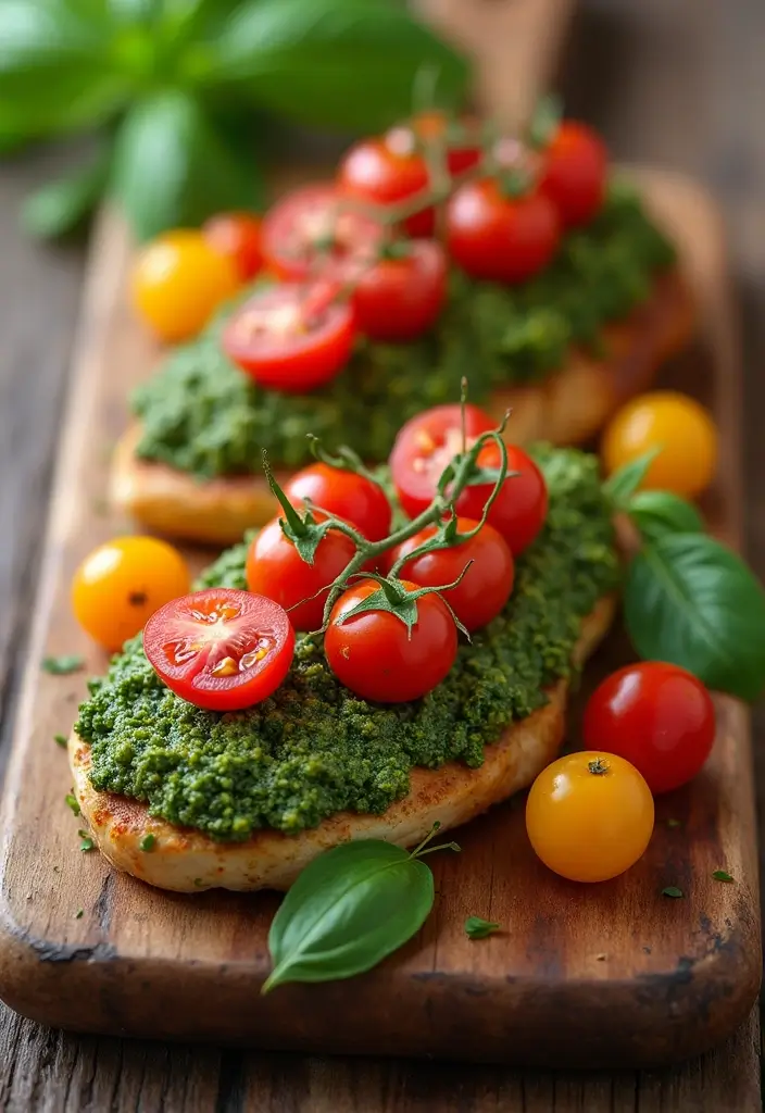 30+ Quick and Easy Dinner Recipes for Two Featuring Oven Baked Chicken 58 30+ Quick and Easy Dinner Recipes for Two Featuring Oven Baked Chicken - 10. Pesto Chicken with Cherry Tomatoes