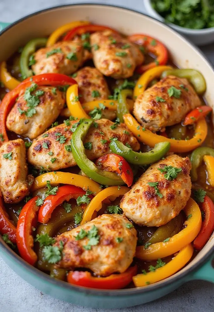 30+ Quick and Easy Dinner Recipes for Two Featuring Oven Baked Chicken 113 30+ Quick and Easy Dinner Recipes for Two Featuring Oven Baked Chicken - 19. Chicken Fajitas Bake