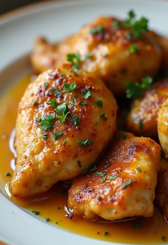 30+ Quick and Easy Dinner Recipes for Two Featuring Oven Baked Chicken 6 30+ Quick and Easy Dinner Recipes for Two Featuring Oven Baked Chicken - 2. Honey Mustard Chicken Thighs