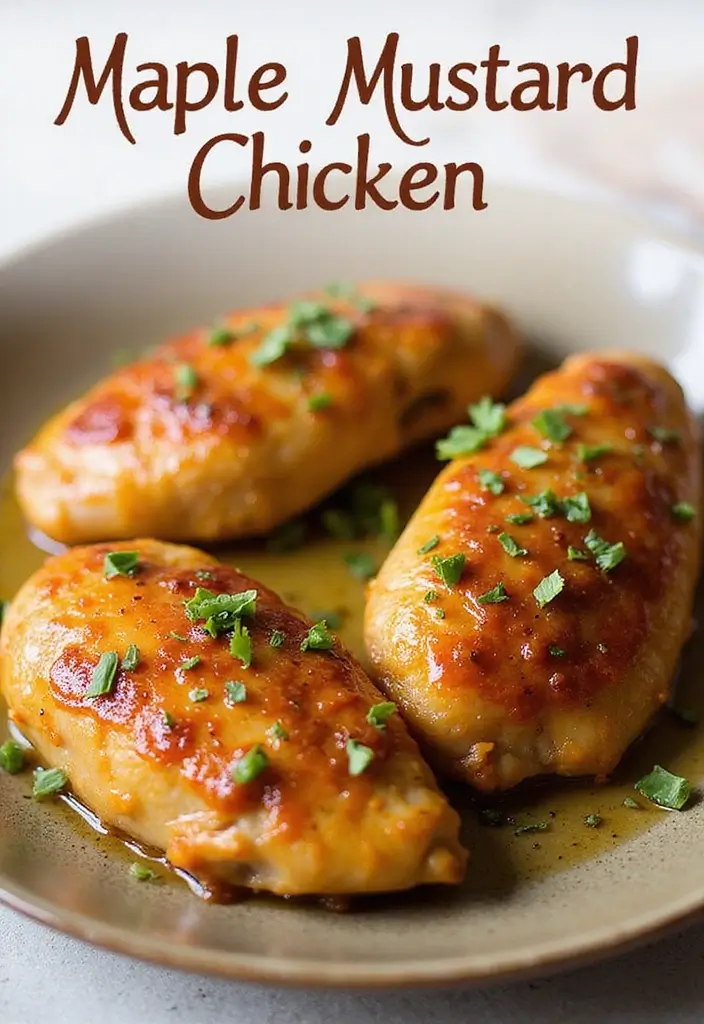 30+ Quick and Easy Dinner Recipes for Two Featuring Oven Baked Chicken 169 30+ Quick and Easy Dinner Recipes for Two Featuring Oven Baked Chicken - 27. Maple Mustard Chicken