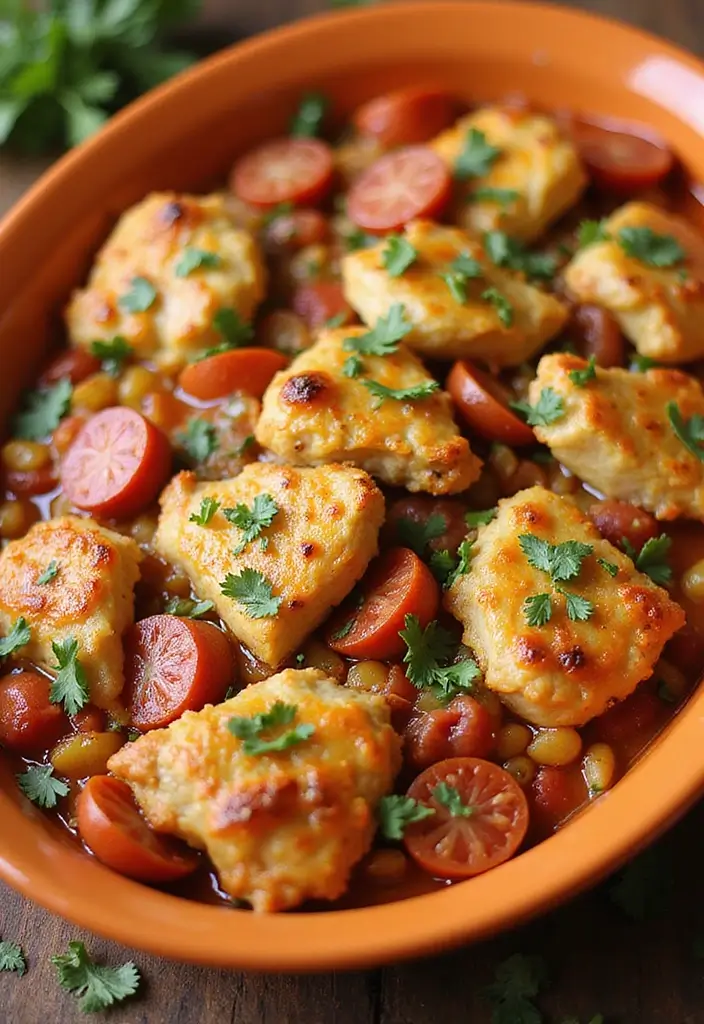 30+ Quick and Easy Dinner Recipes for Two Featuring Oven Baked Chicken 176 30+ Quick and Easy Dinner Recipes for Two Featuring Oven Baked Chicken - 28. Chorizo and Chicken Bake