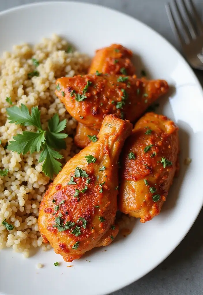 30+ Quick and Easy Dinner Recipes for Two Featuring Oven Baked Chicken 34 30+ Quick and Easy Dinner Recipes for Two Featuring Oven Baked Chicken - 6. Spicy Paprika Chicken with Quinoa
